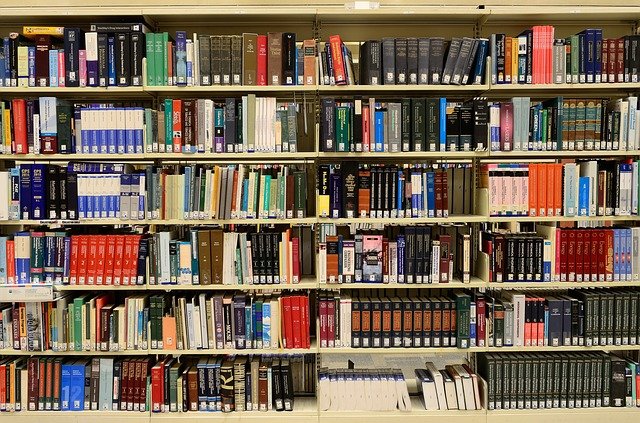 Book shelves with books on