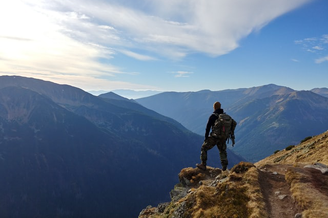 A person mountain climbing