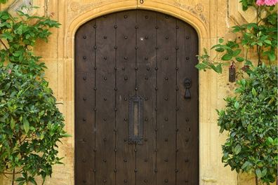 a closed oak door